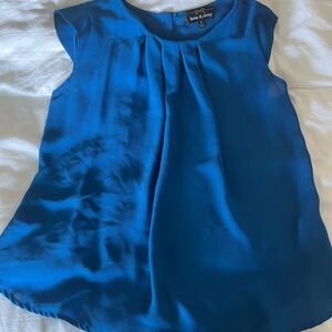 Blue Cap Sleeve Blouse